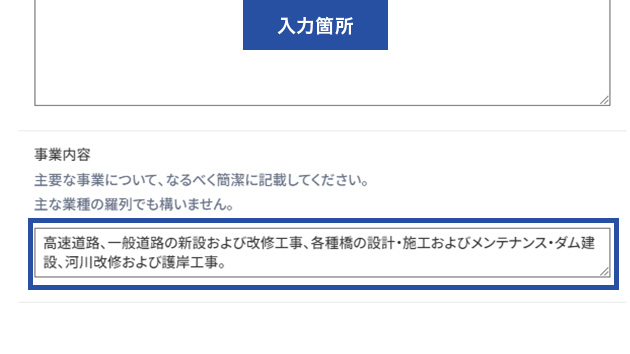 事業内容表示